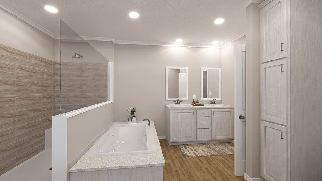 The hexagon bathroom home features