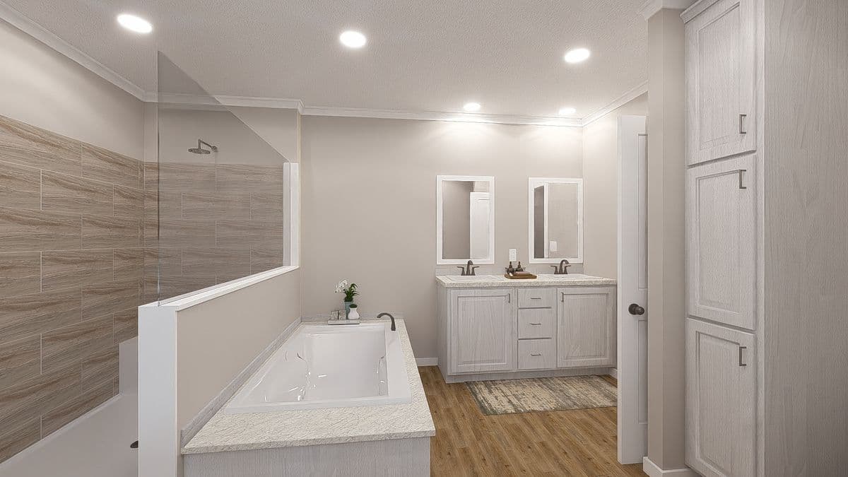 The hexagon bathroom home features